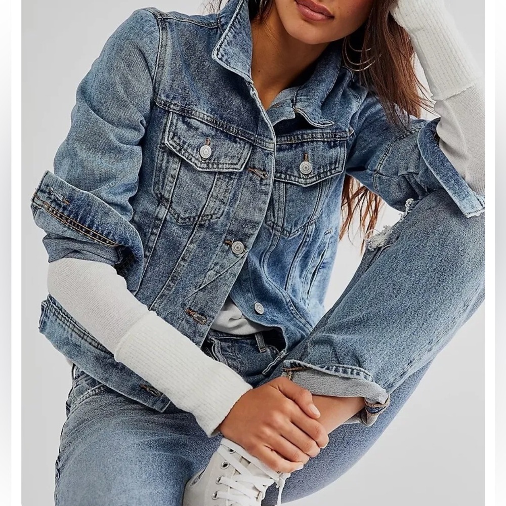 Free people rumors color block denim jacket